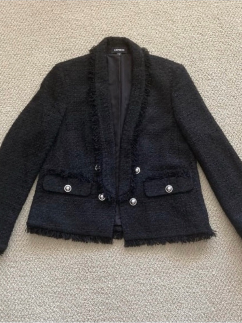 Express Black Fringe Blazer Size Medium